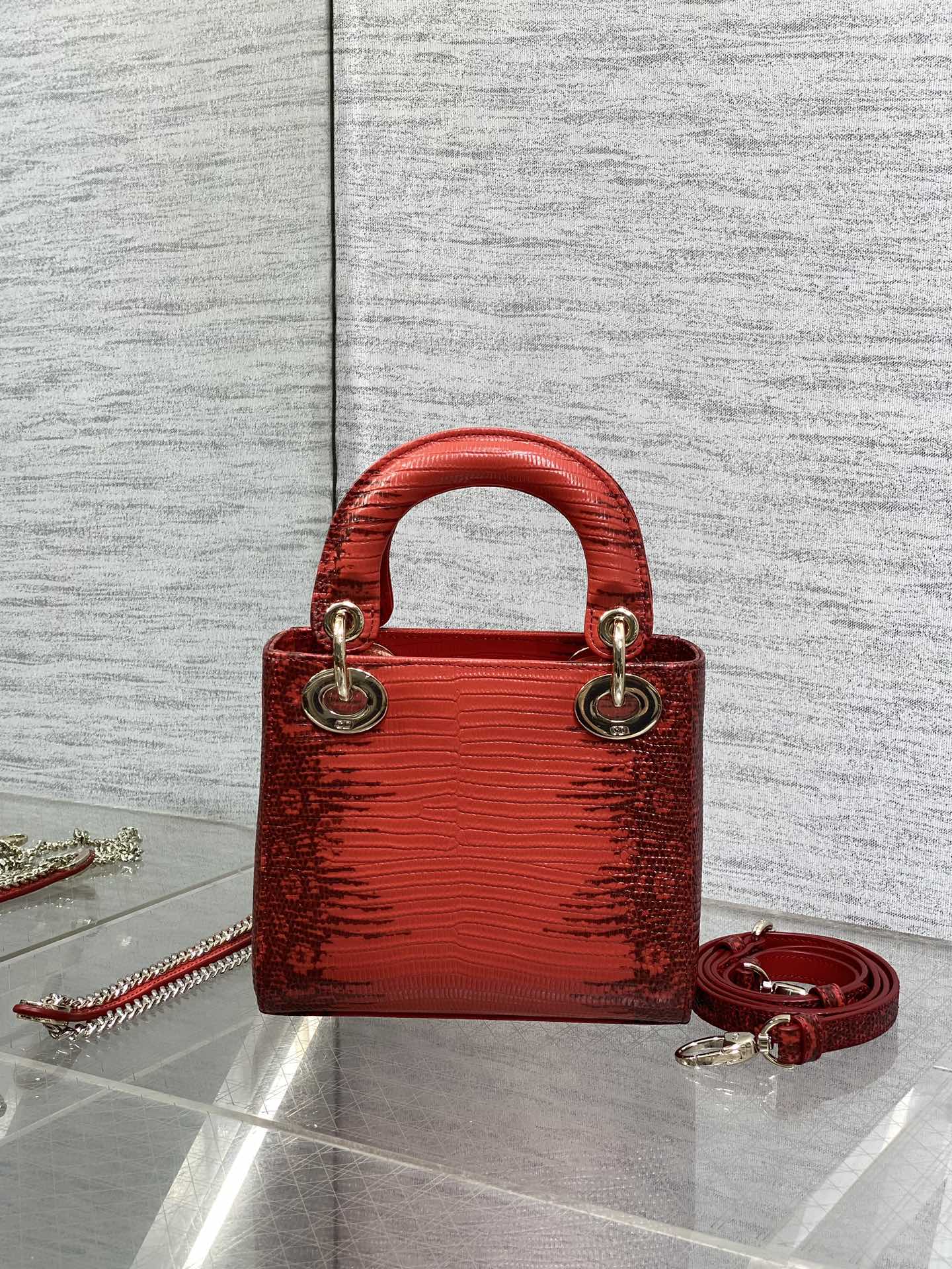 Dior Lady Mini Orange Red Bag