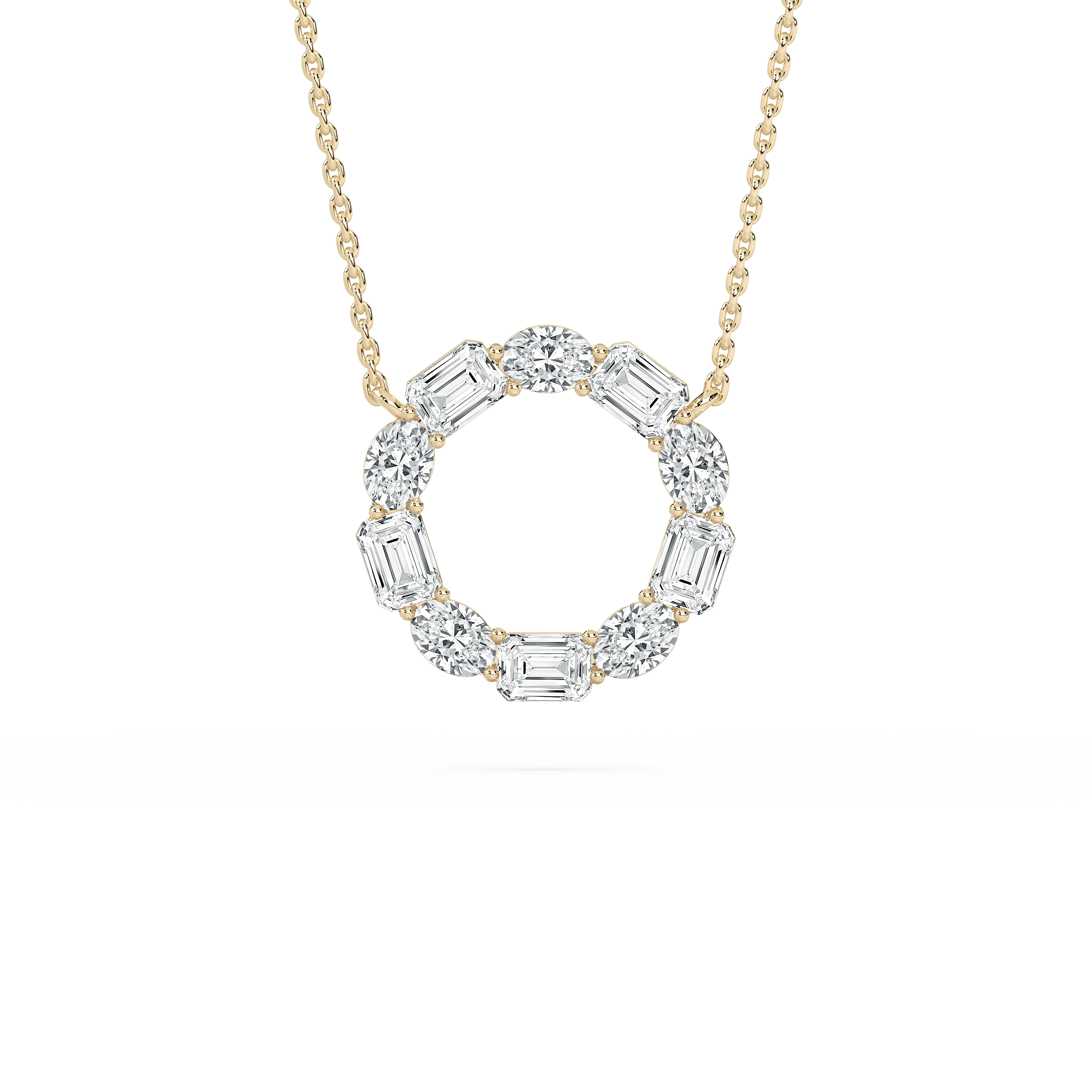 3 ctw Oval and Emerald Lab Grown Diamond Celestial Circle Pendant  - 18 Inches
