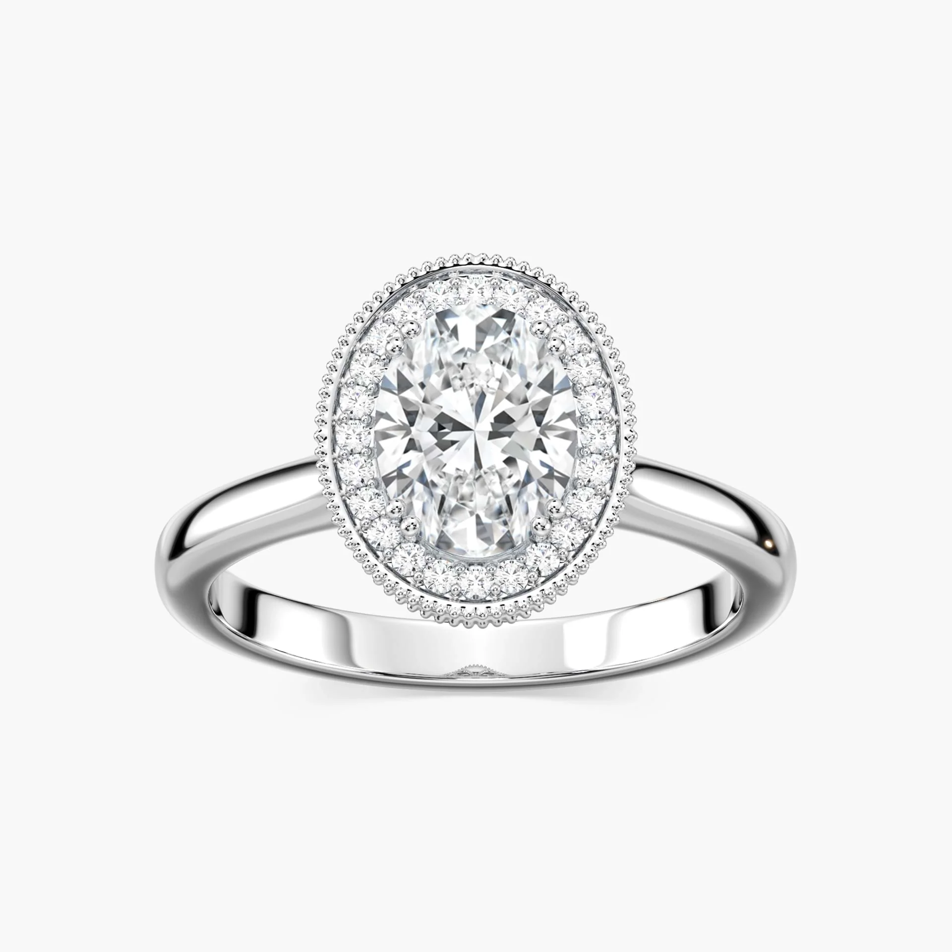 Venise Oval Lab Grown Diamond Milgrain Vintage Halo Engagement Ring