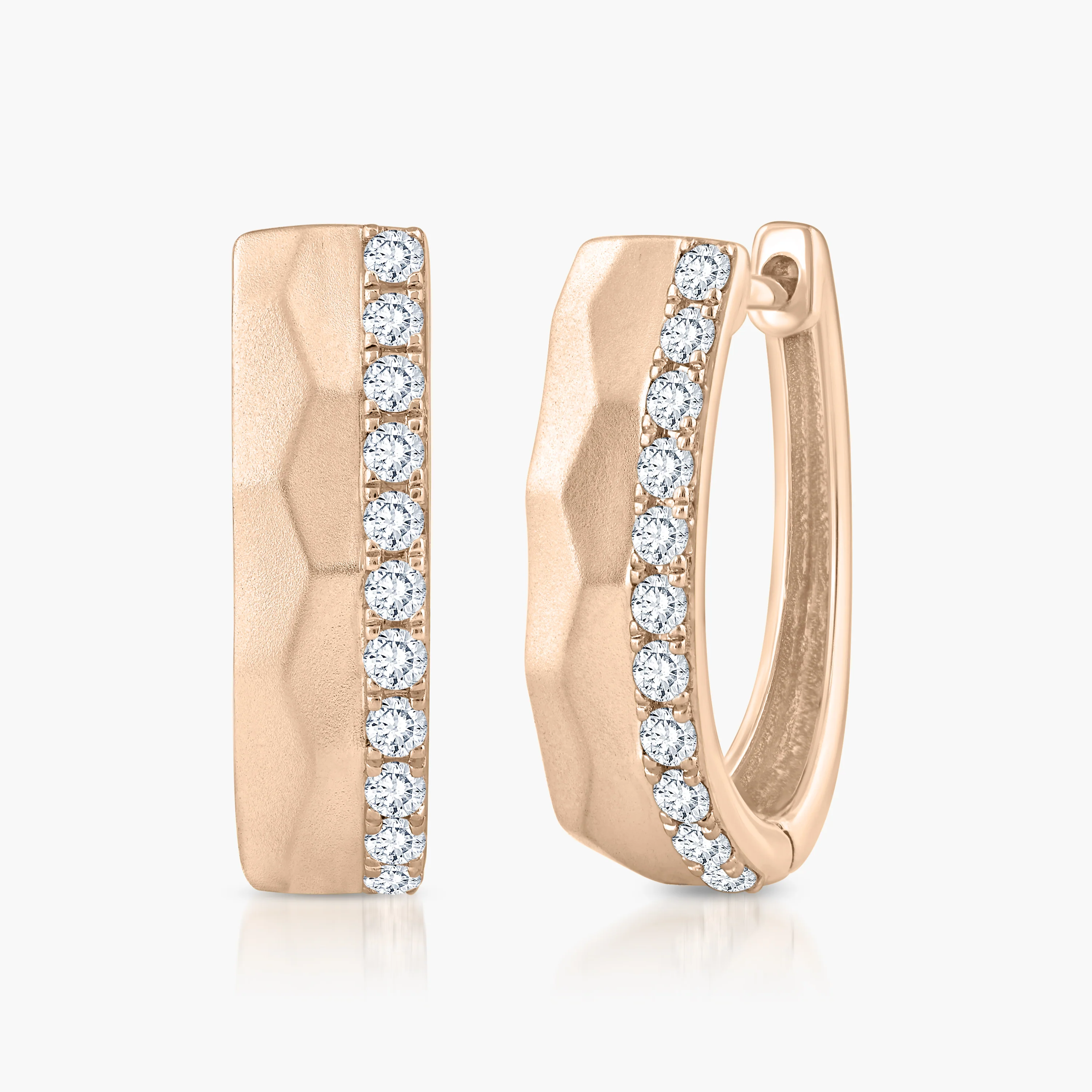 1/2 ctw Lab Grown Diamond Textured Hoop Earrings