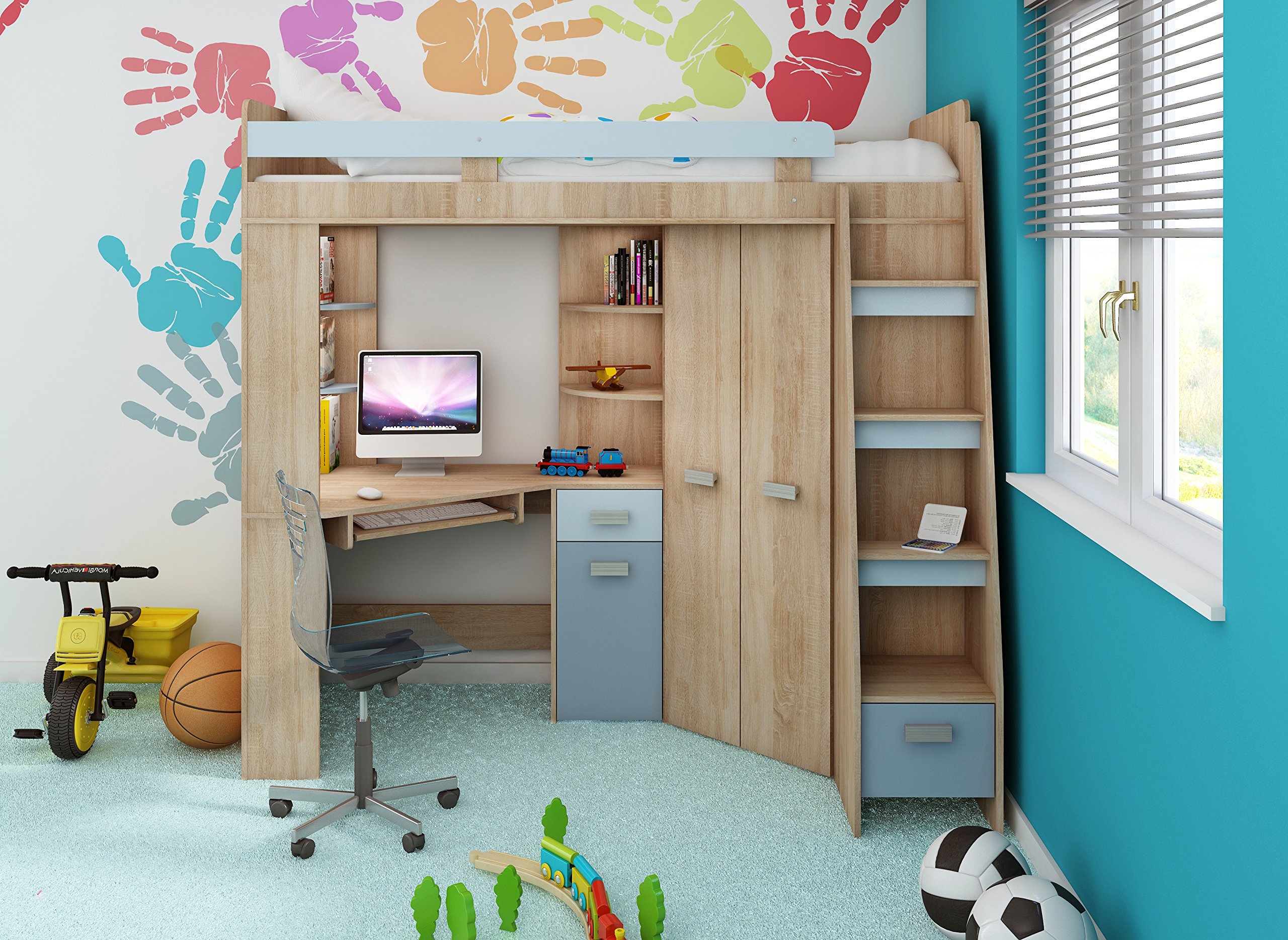 High Sleeper/Bunk Bed - All In 1 Right or Left Hand-side Stairs