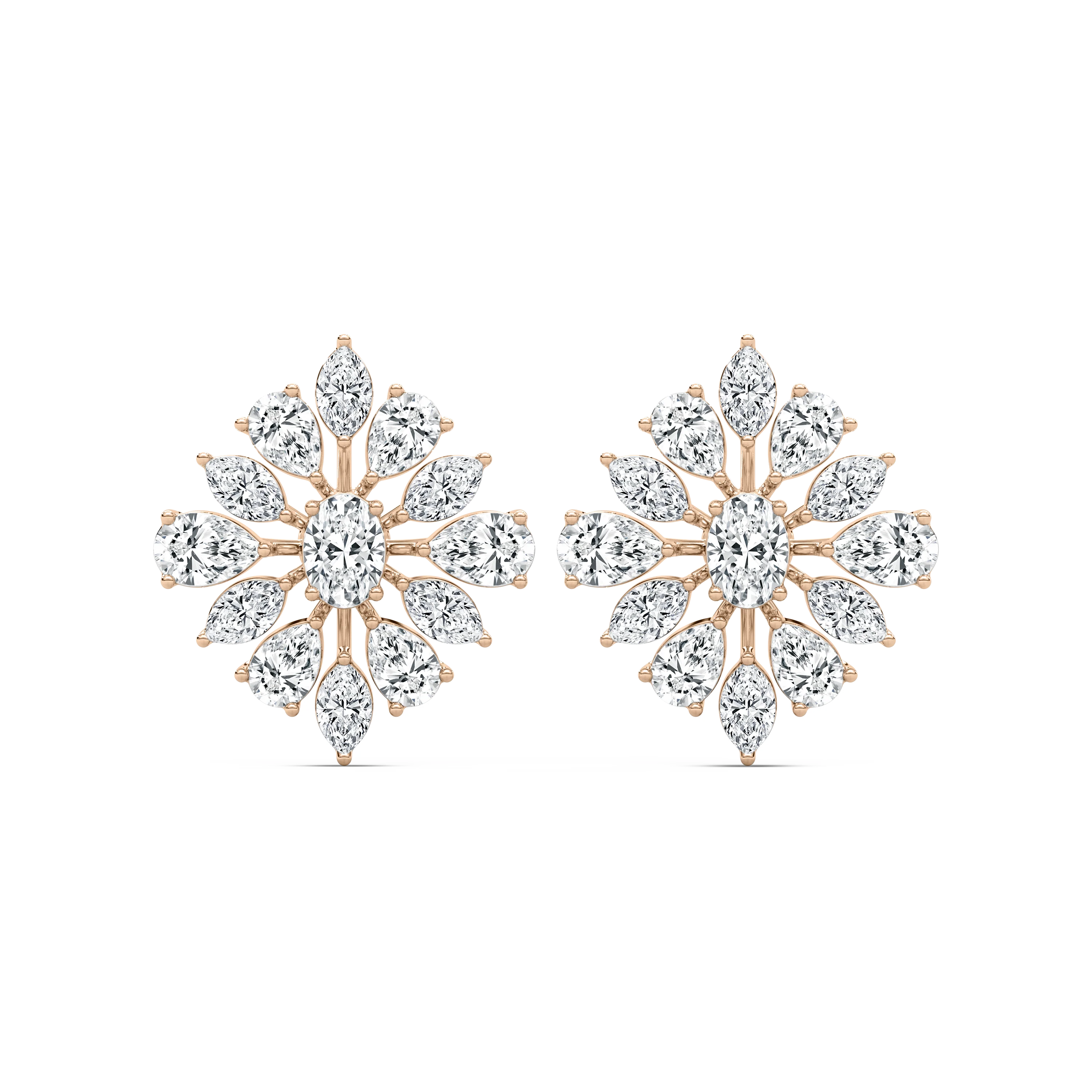 1 ⁷⁄₈ ctw Pear, Oval, and Marquise Lab Grown Diamond Snowflake Cluster Earrings