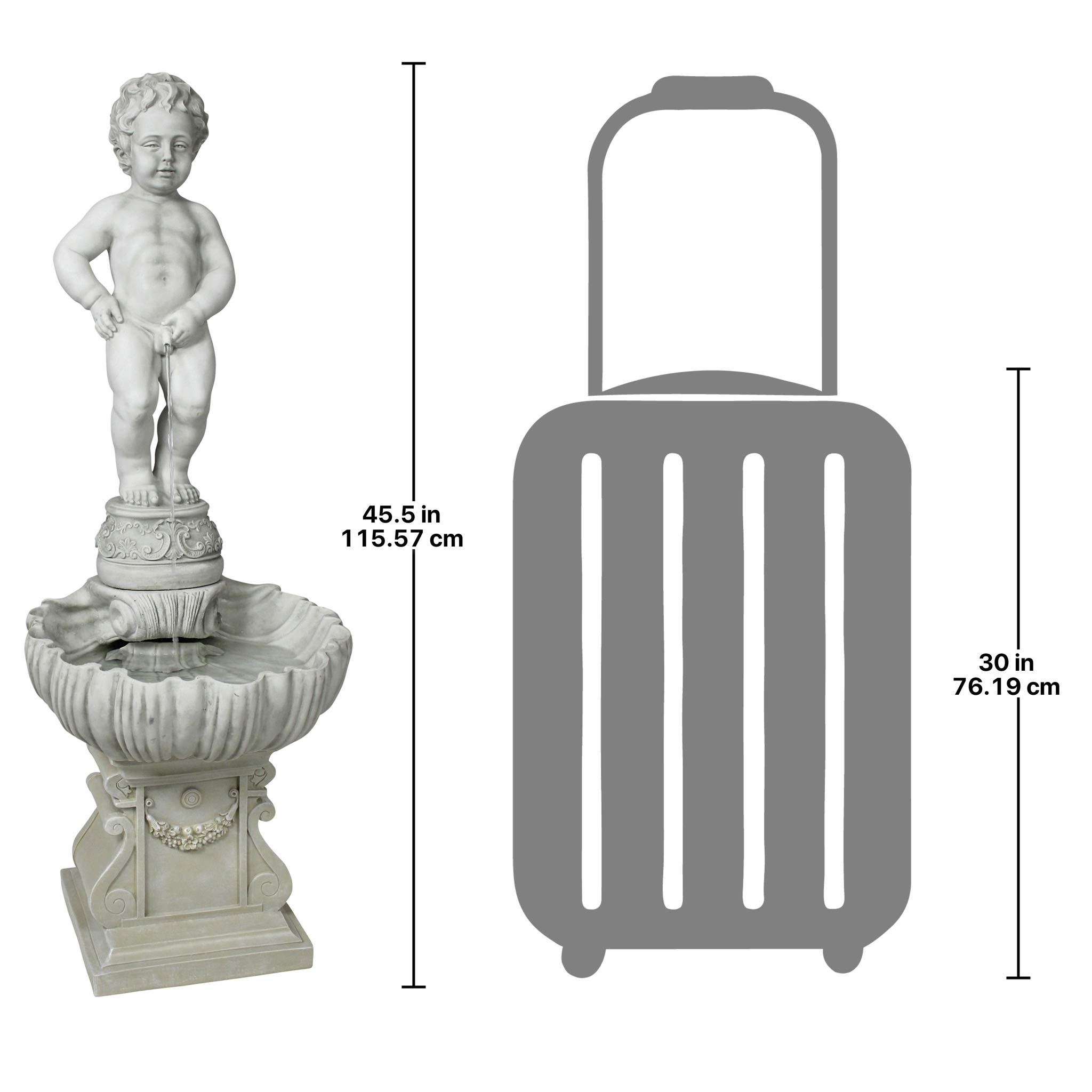 Complete Manneken Pis Peeing Boy Water Fountain Garden Decor