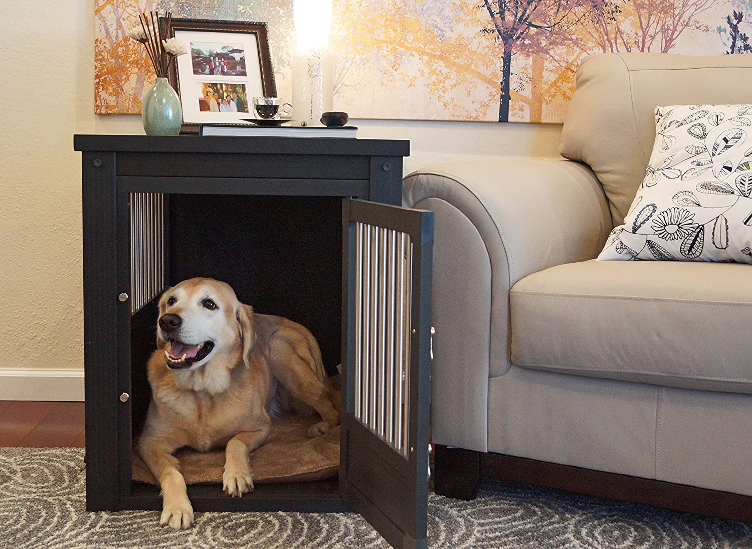 Pet CrateEnd Table, Antique White