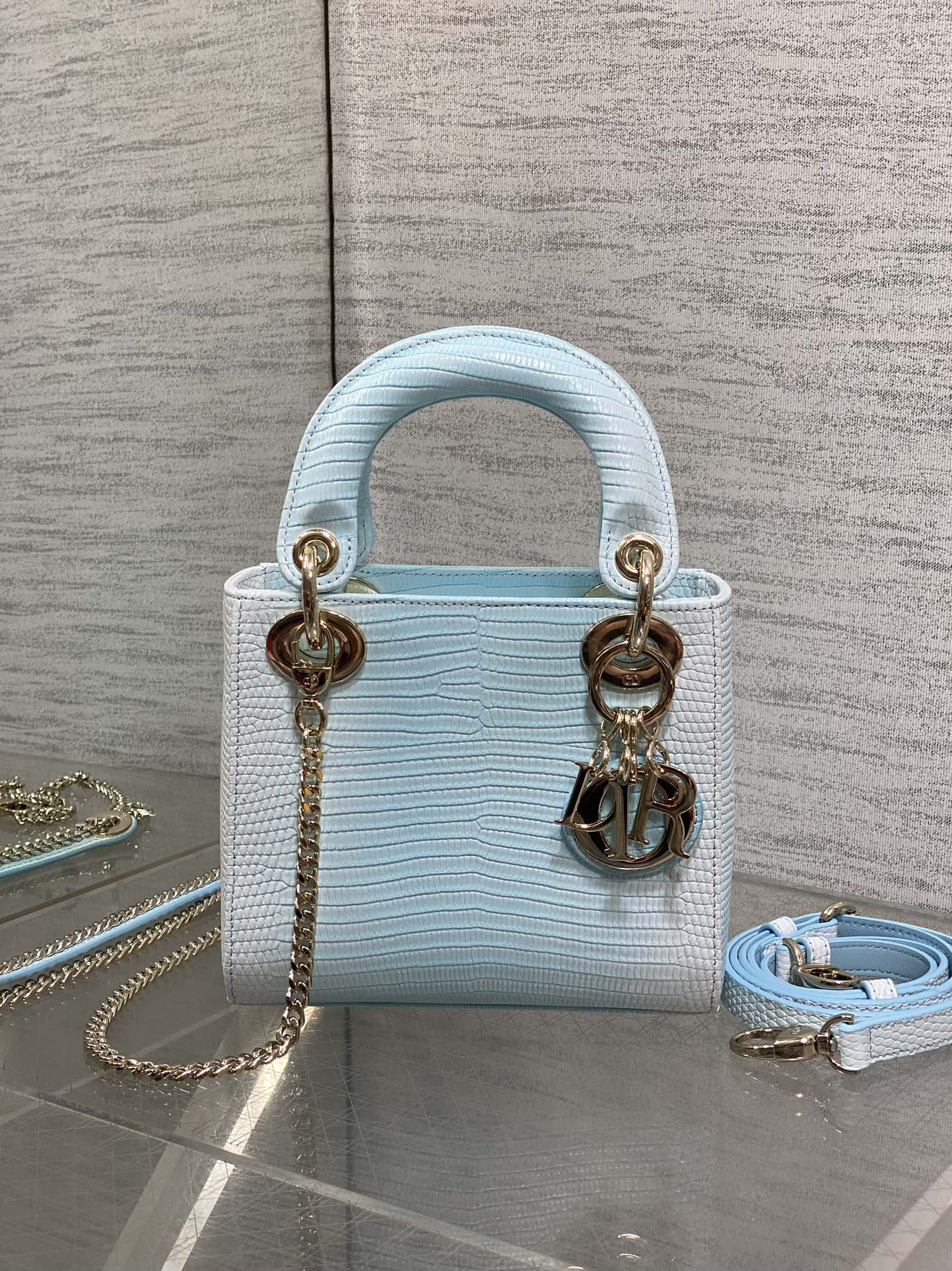Dior Lady Mini Light Blue Bag