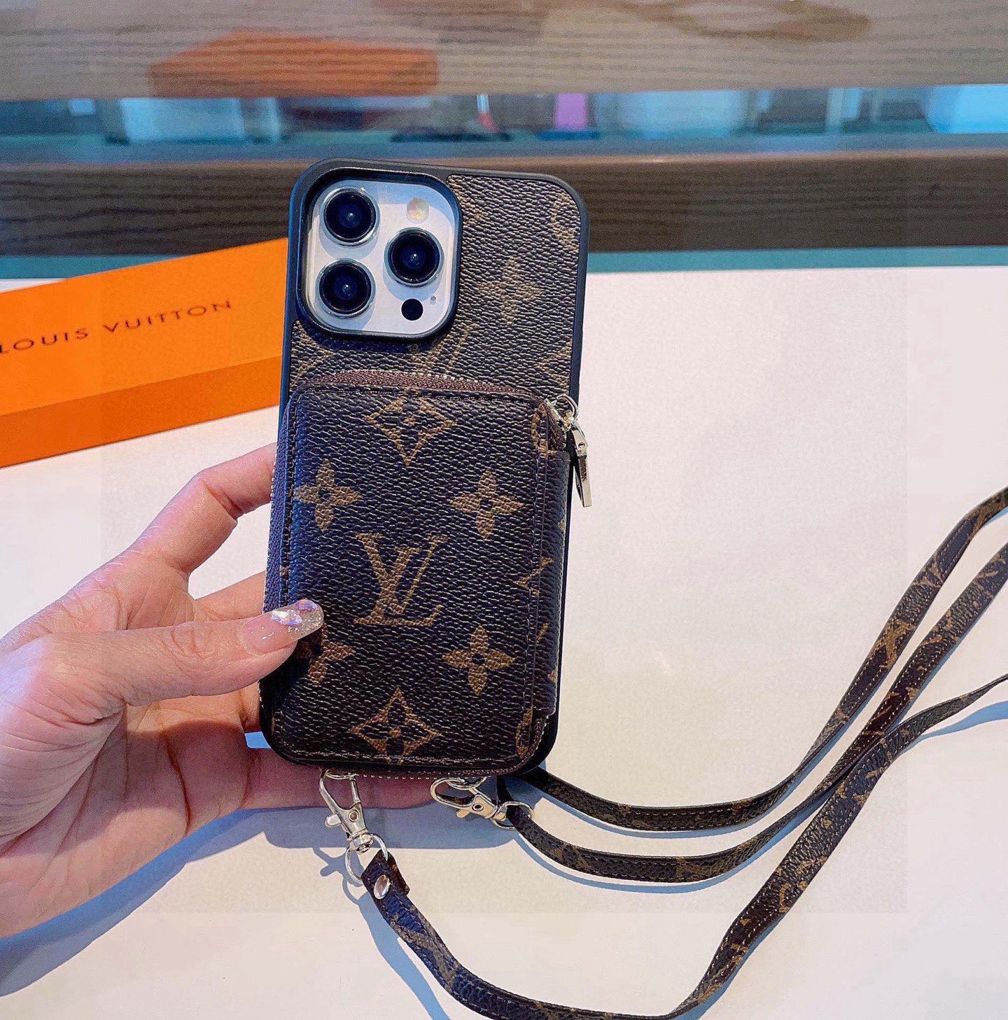 LV Monogram Crossbody Multi-Function Wallet Phone Case with Coin Pocket