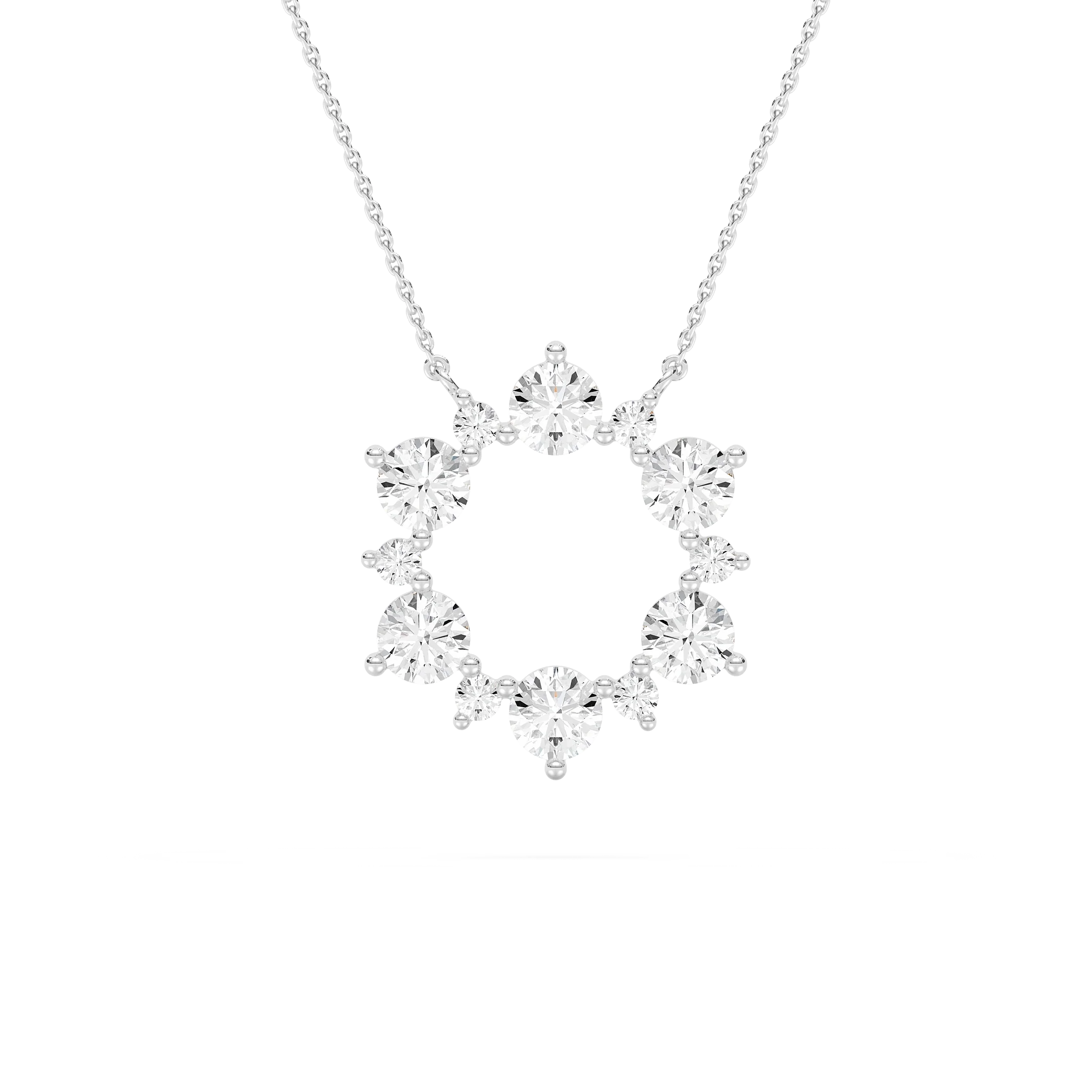 5/8 ctw Round Lab Grown Diamond Open Snowflake Pendant - 18 Inches