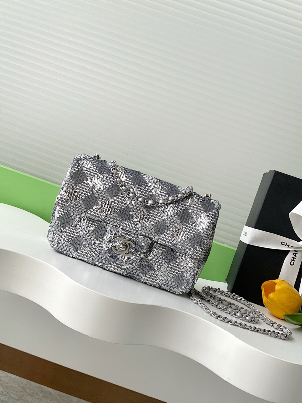Chanel Crystal Flap Bag Silver