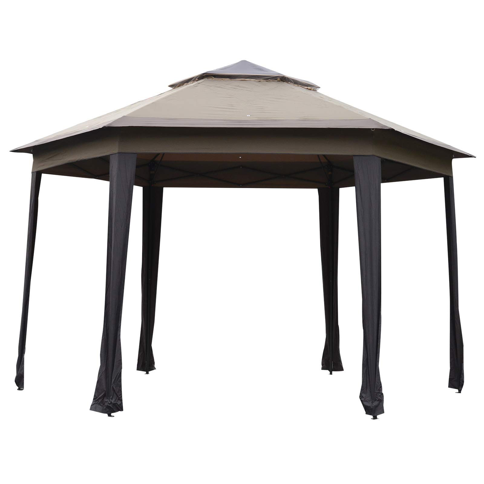 13' x 13' Pop-Up Double Roof Six-Sided Pavilion with Sheltering