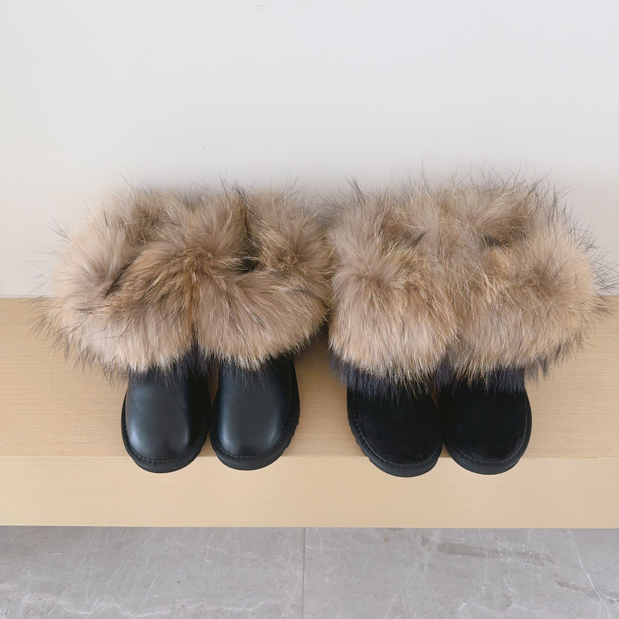 UGG Kids 5854 Genuine Fur Trim Low-Cut Boots