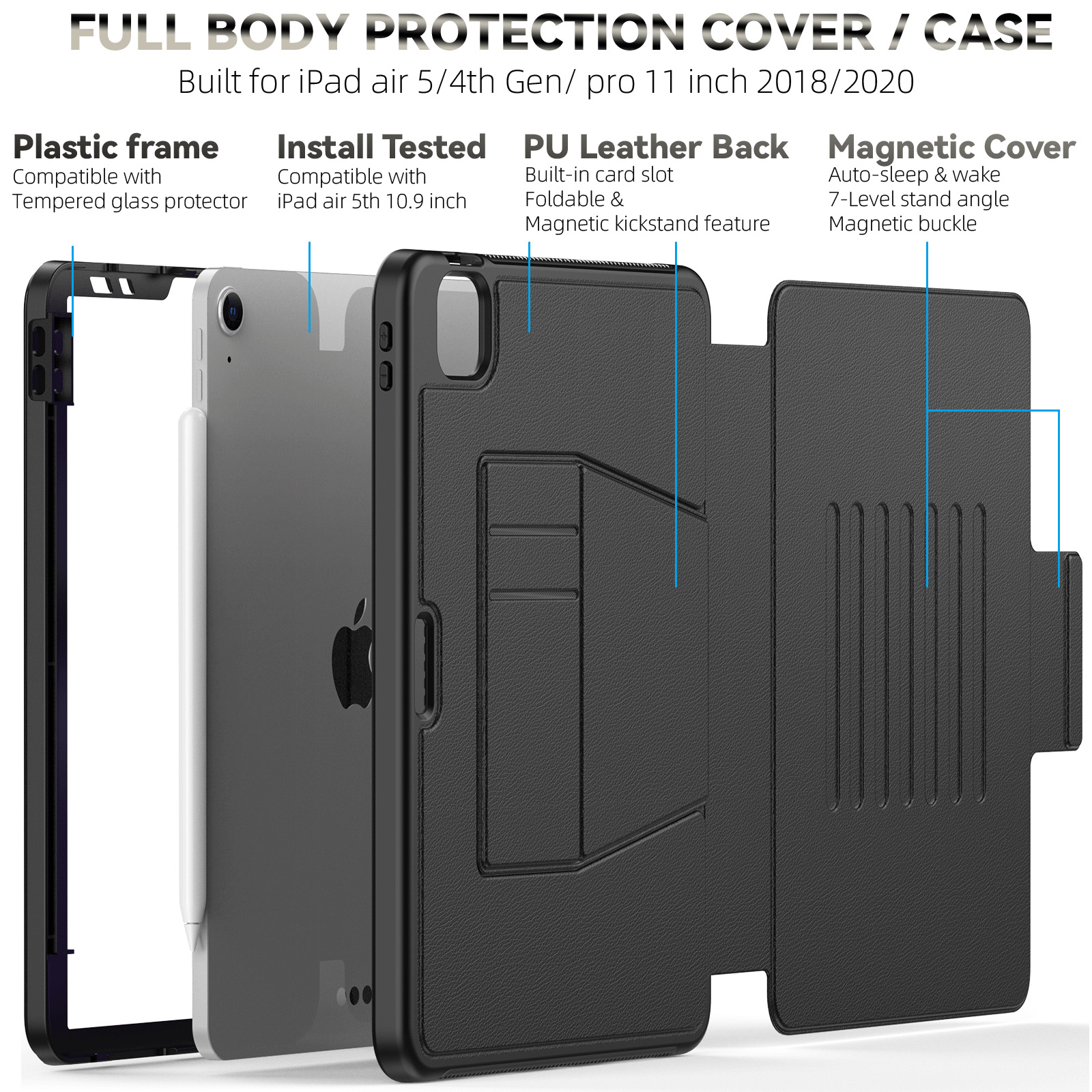 iPad Pro 11 Protective Case Magnetic - back view