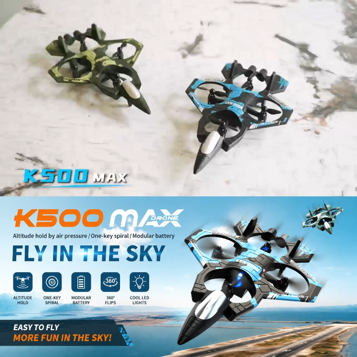 K500 RC Fighter Plane Model with HD Camera｜Remote Control Glider Aircraft｜Aerial Photography Drone Toy for Kids