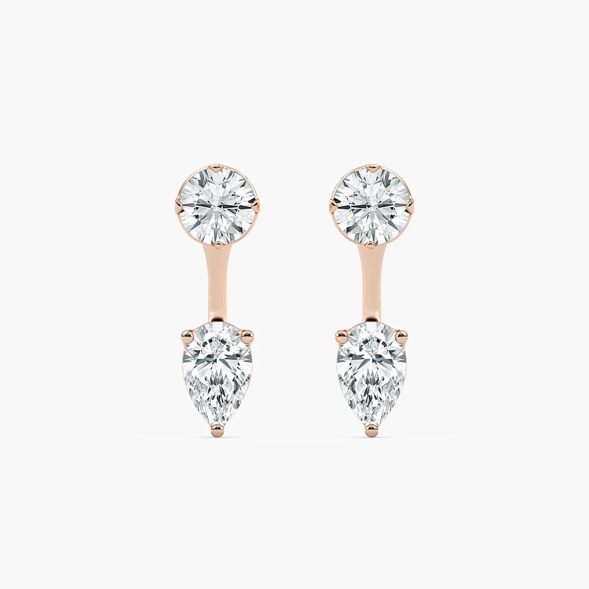 1 ctw Lab Grown Diamond Round Studs and Pear Earring Jacket Set