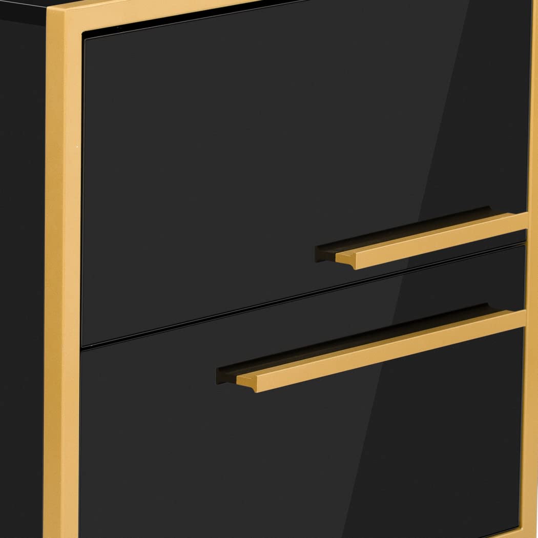 Nightstand with 2 Storage Drawers, Bedside Table with Gold Legs