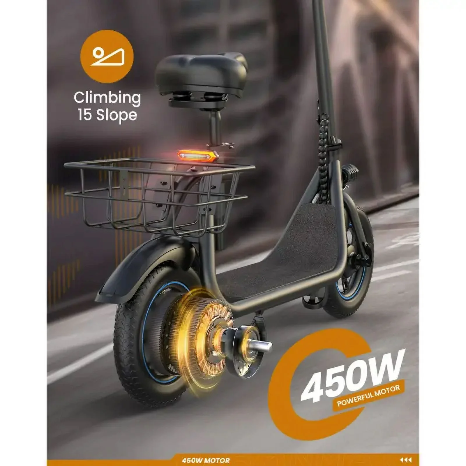 KEESTP Folding Electric Scooter with Pet Basket, 18.6mph