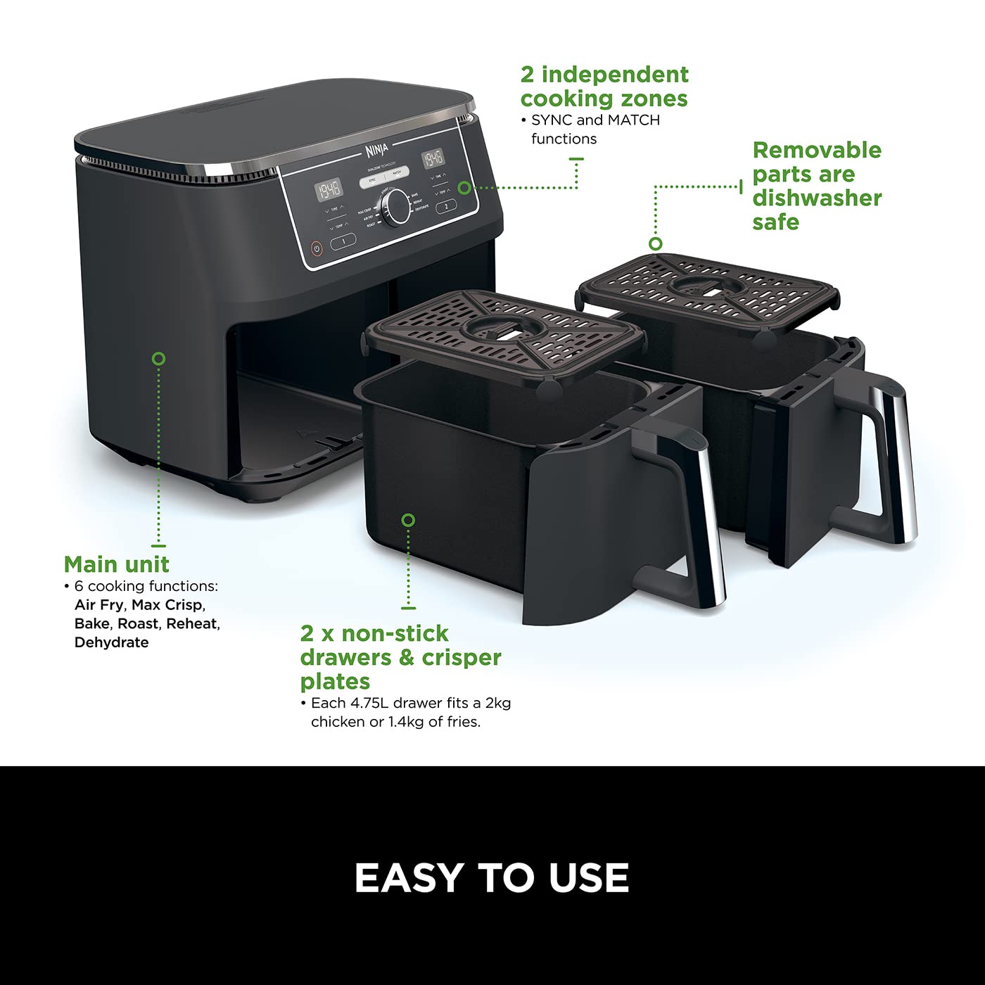 Ninja Foodi Max [AF400UK] 2-drawer