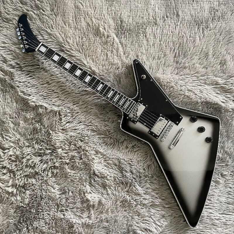 Top 6 Strings Silver Burst Explorer 70s Electric Guitar Mahogany Body HH Pickups
