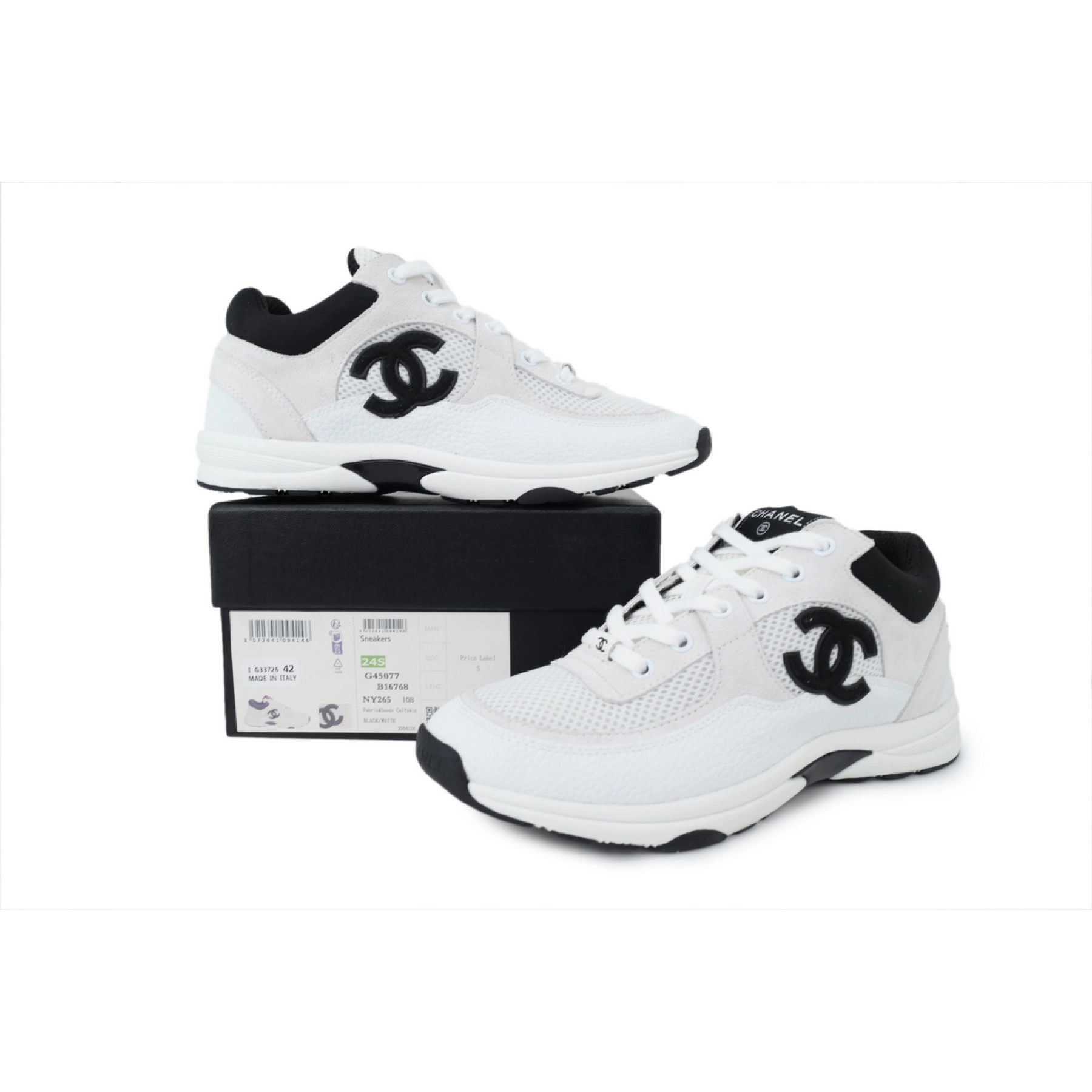 Chanel CC Tweed Holographic Sneakers