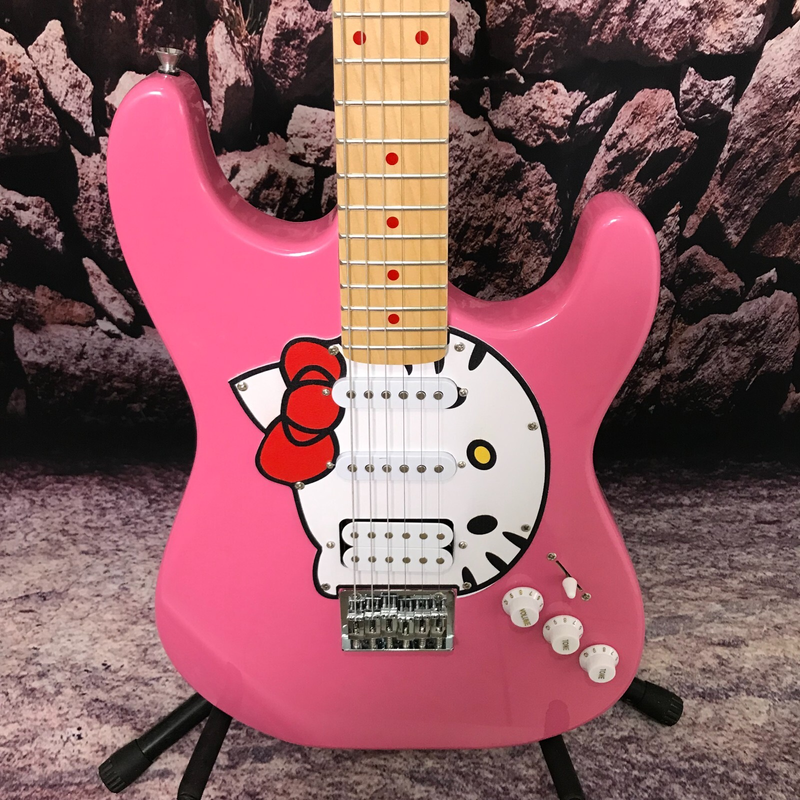 electric guitar start SQ pink cat hello red bow in stock