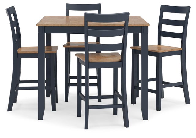 Gesthaven Counter Height Dining Table and 4 Bar Stools