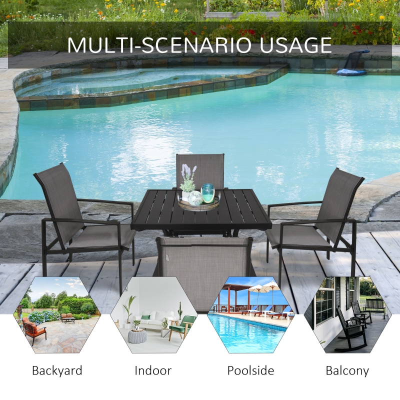 5 PCs Patio Dinning with Table Modern Stylish Chair Metal Frame