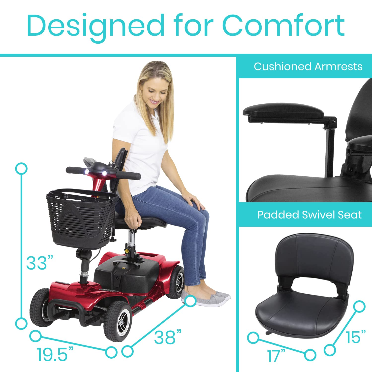 Vive 4 Wheel Mobility Scooter - Electric Powered Wheelchair