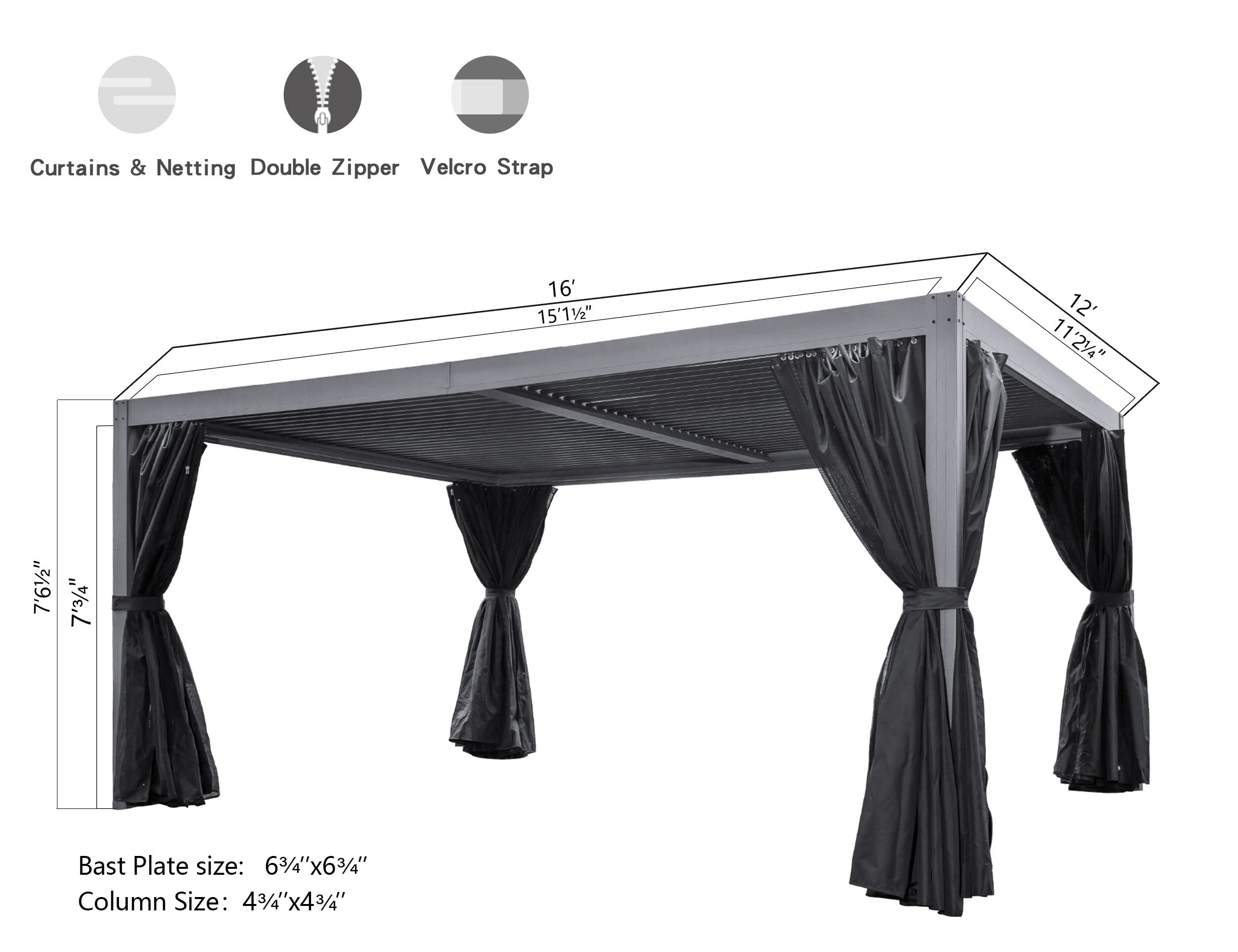 12'x16' with Adjustable Aluminum Roof