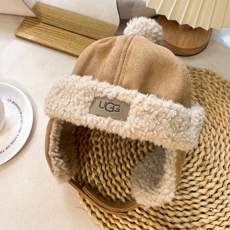 Kids' Winter Faux-Shearling Trapper Hat and Scarf Set - Coffee Brown - Hat Only - 50 cm