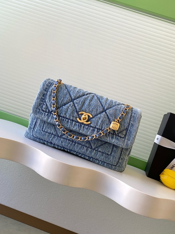 Chanel Denim Chain Bag Blue