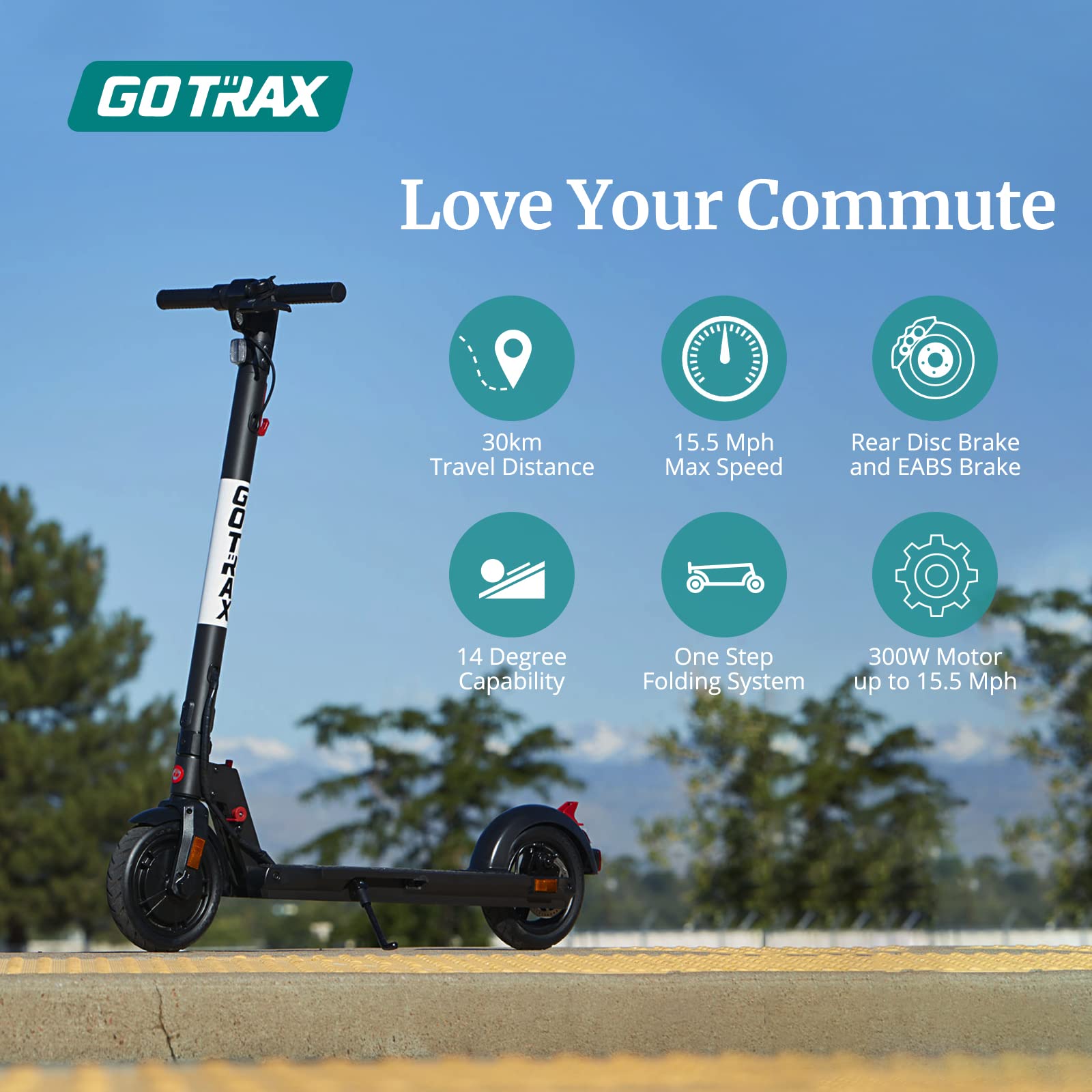 Foldable Electric Scooter, Powerful 300W Motor