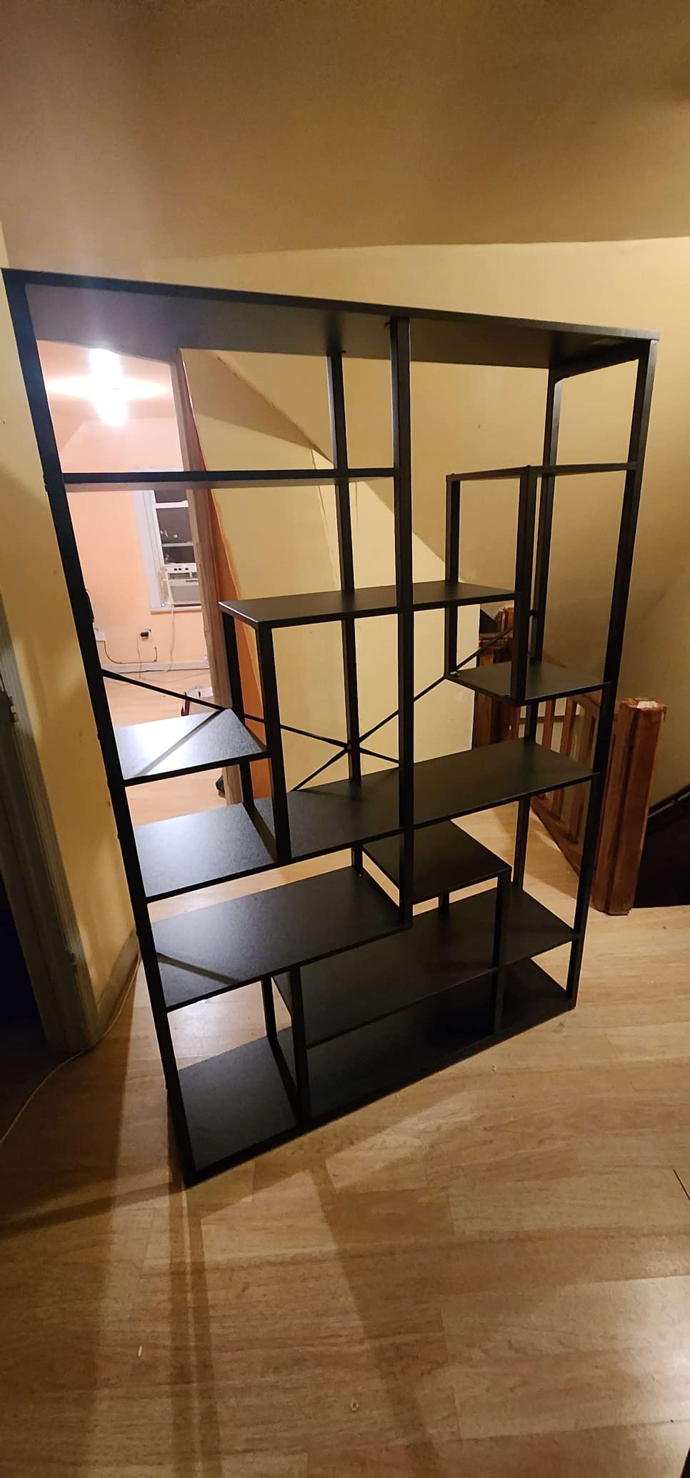 Black Bookshelf 47” Bookcase 9 Tier Tall Book Shelf Rustic