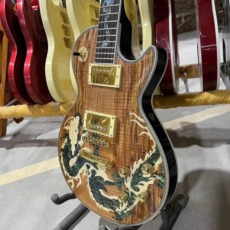 Custom Electric Guitar Dragon Inlay Mahogany Body Rosewood Fretboard 6 strings