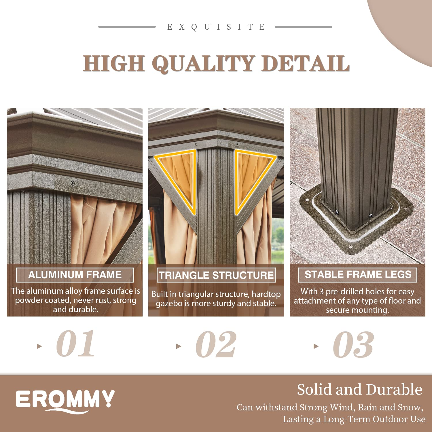 Hardtop Gazebo Galvanized Steel Gazebo Canopy for Garden