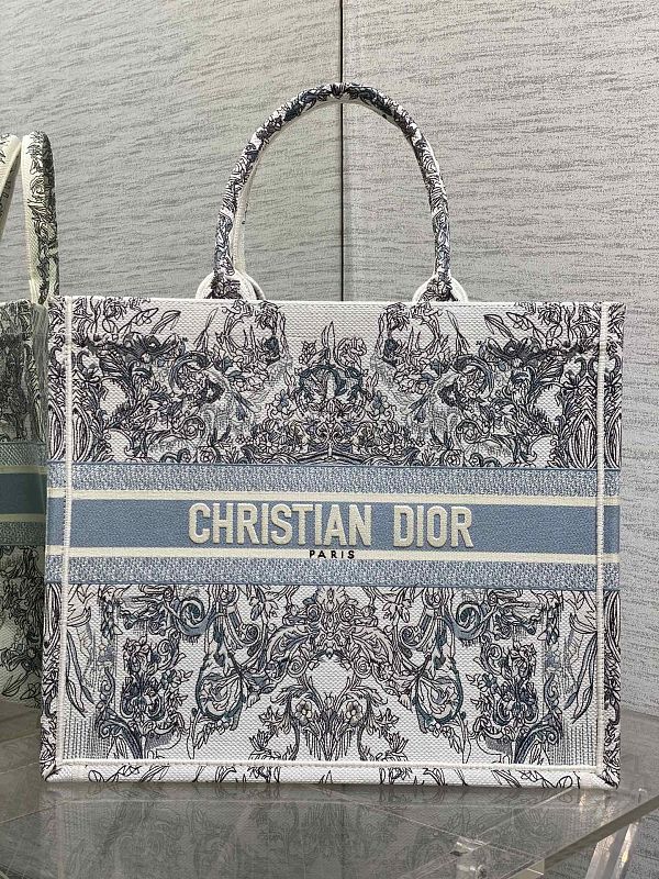 Dior Book Tote Large Blue Baroque