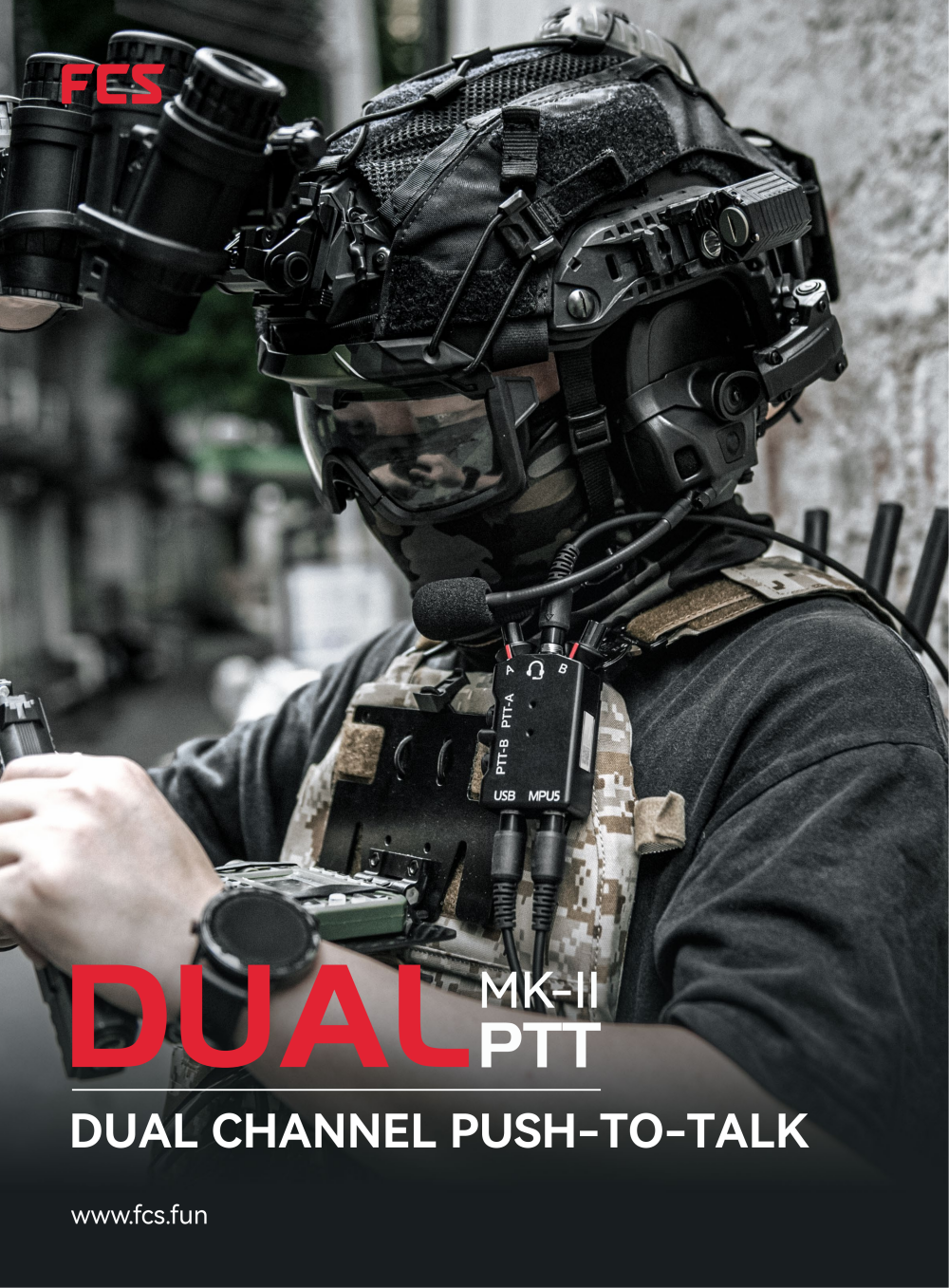 FCS MPU5 DUAL Tactical Headset Dual-Channel PTT-2026 Verson - cootac