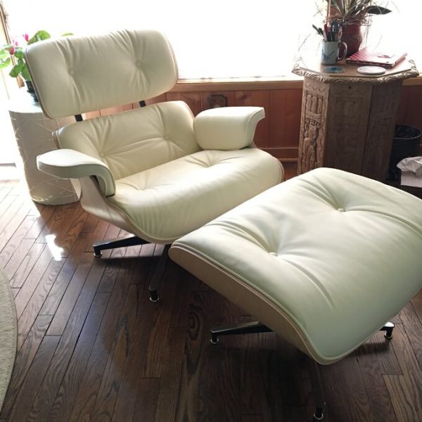 Genuine Leather Recliner with Ottoman