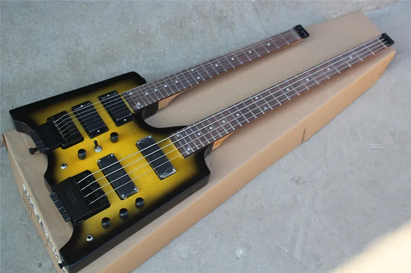4-String Bass Guitar&amp; 6 String Electric Guitar - Double Neck Headless Design