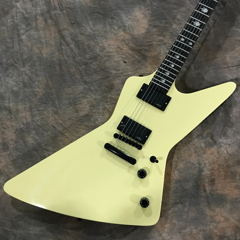 Cream Yellow Electric Guitar China EMG Pickups EET FUK Inlay Grover Tuners Top