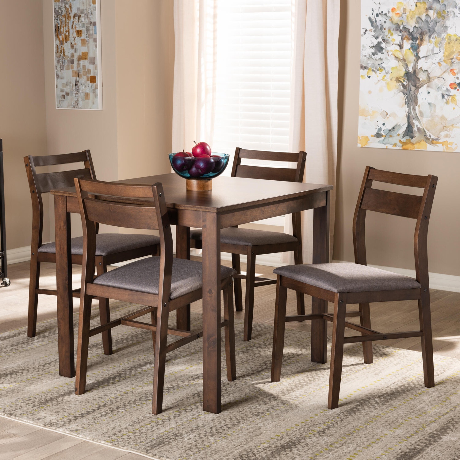 Baxton Studio Lovy Dining Table and 4 Chairs (Set of 5)