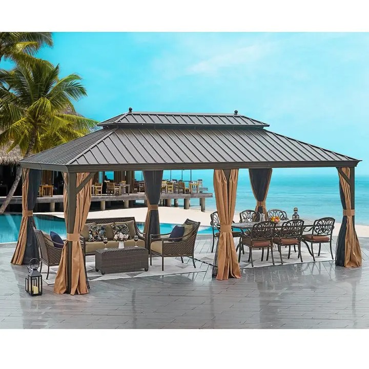 20 Ft. W x 12 Ft. D Galvanized Steel Patio Gazebo