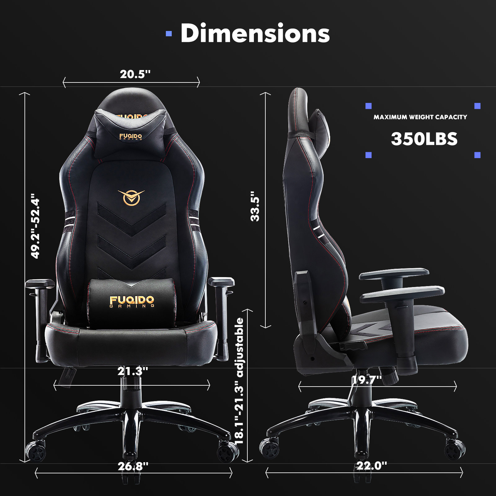 Big and Tall Ergonomic Gaming Chair 350lbs-Racing Style Desk