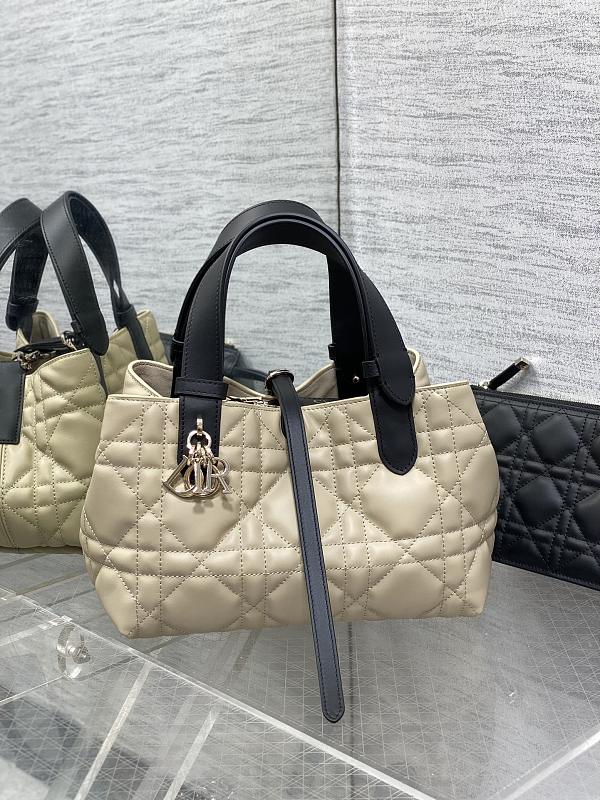 Dior Toujours Tote Bag Small Ivory Contrast Handle