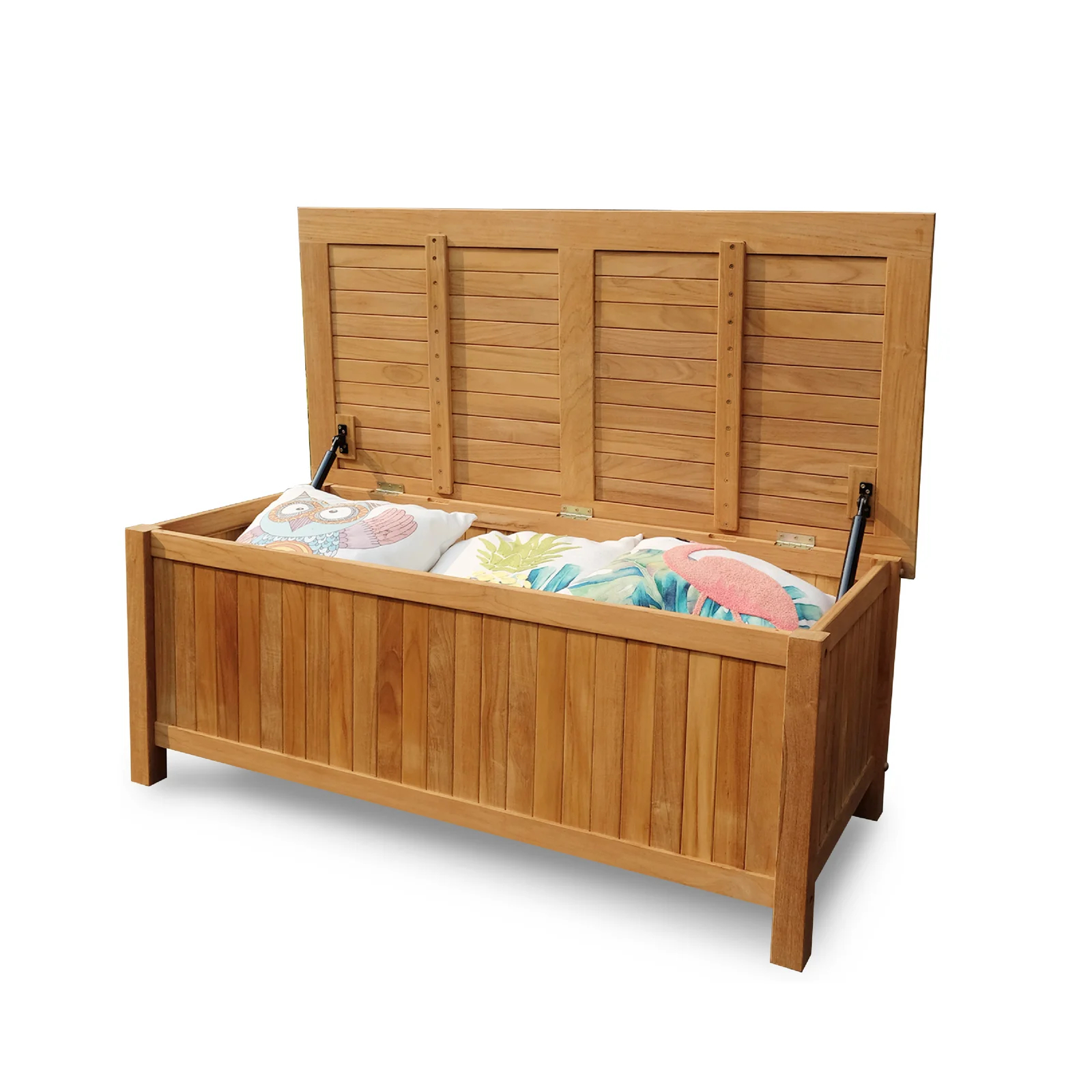 Birch Lane Summerton Teak Solid Wood Deck Box in Natural Teak