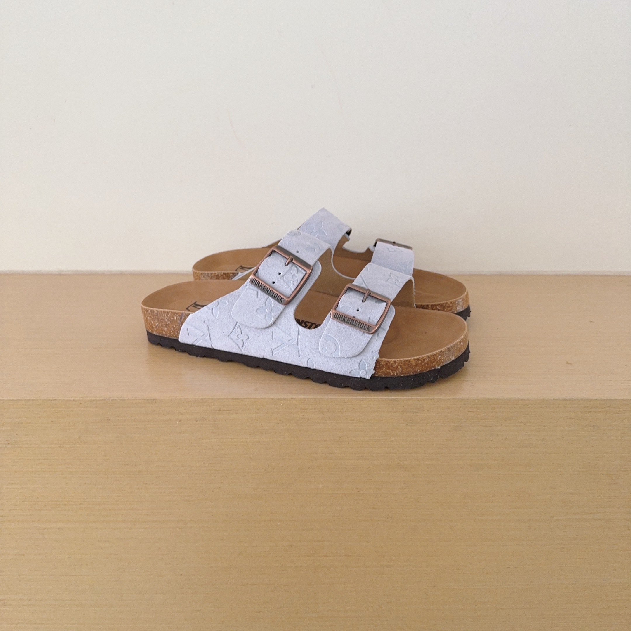 3 D Logo Birken-Style Two-Strap Sandals