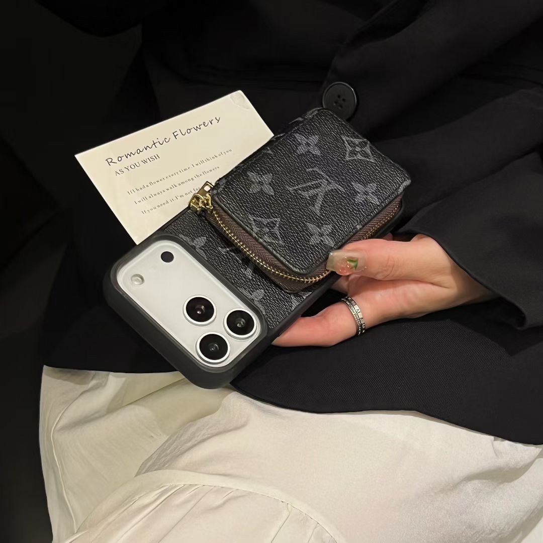 Louis Vuitton & Burberry Monogram Zipper Wallet Phone Case