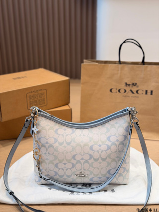 COACH Laurel Shoulder Bag Coated Canvas With Leather Trim