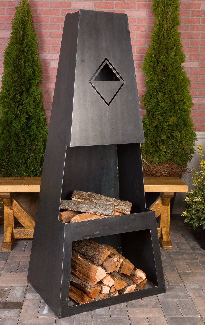 Dillonvale 66'' H Steel Wood Burning Fireplace