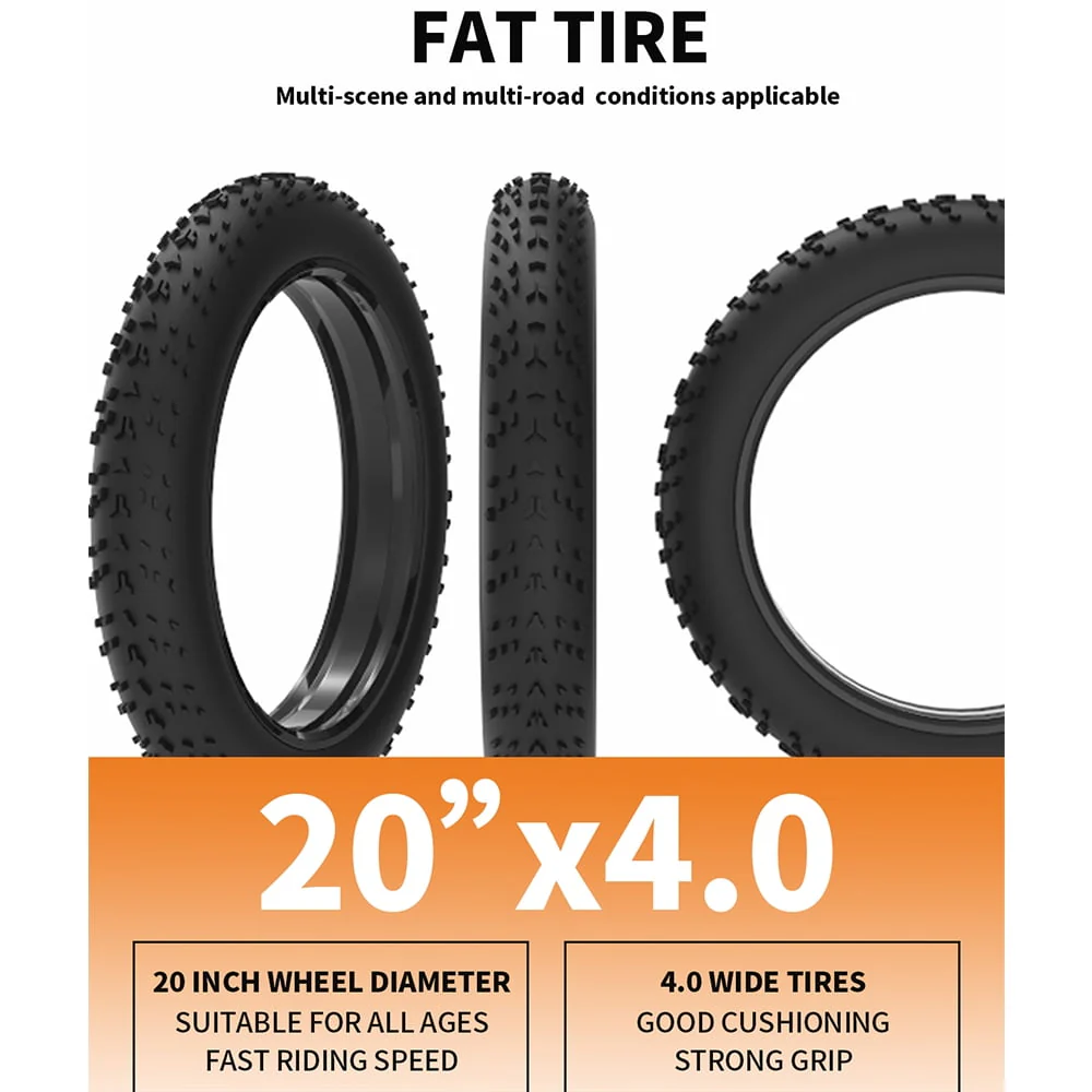 ODPD 20in Folding Fat Tire Electric Bike, 500W, 36V 13Ah