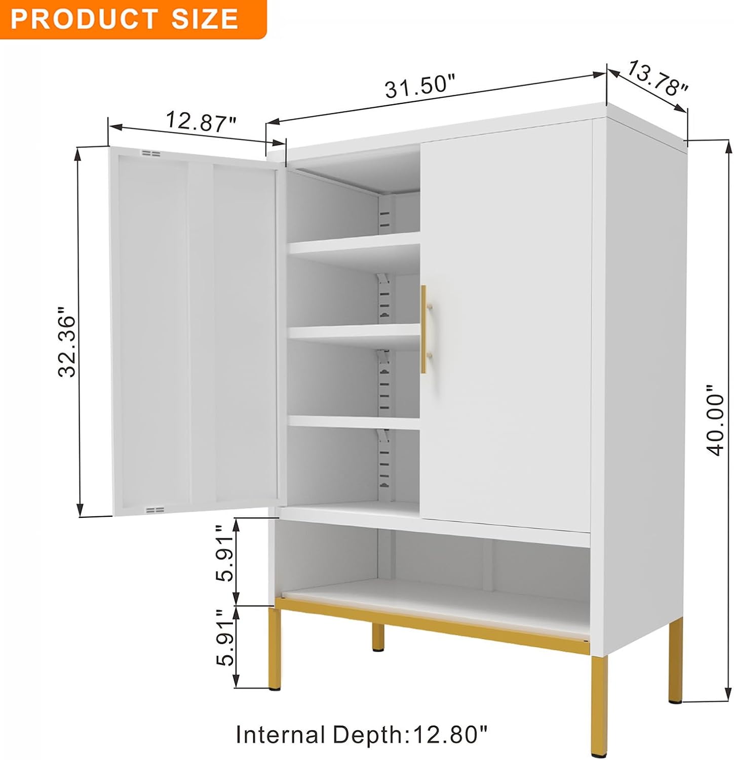 QIHAI 43'' Tall 2-Doors Shoes Cabinet, Metal 7-Tier Hidden Shoe Organizer,Modern Narrow Shoe Storage Cabinet with Adjustable Shelves for Entryway, Hallway, Closet,Living Room,White