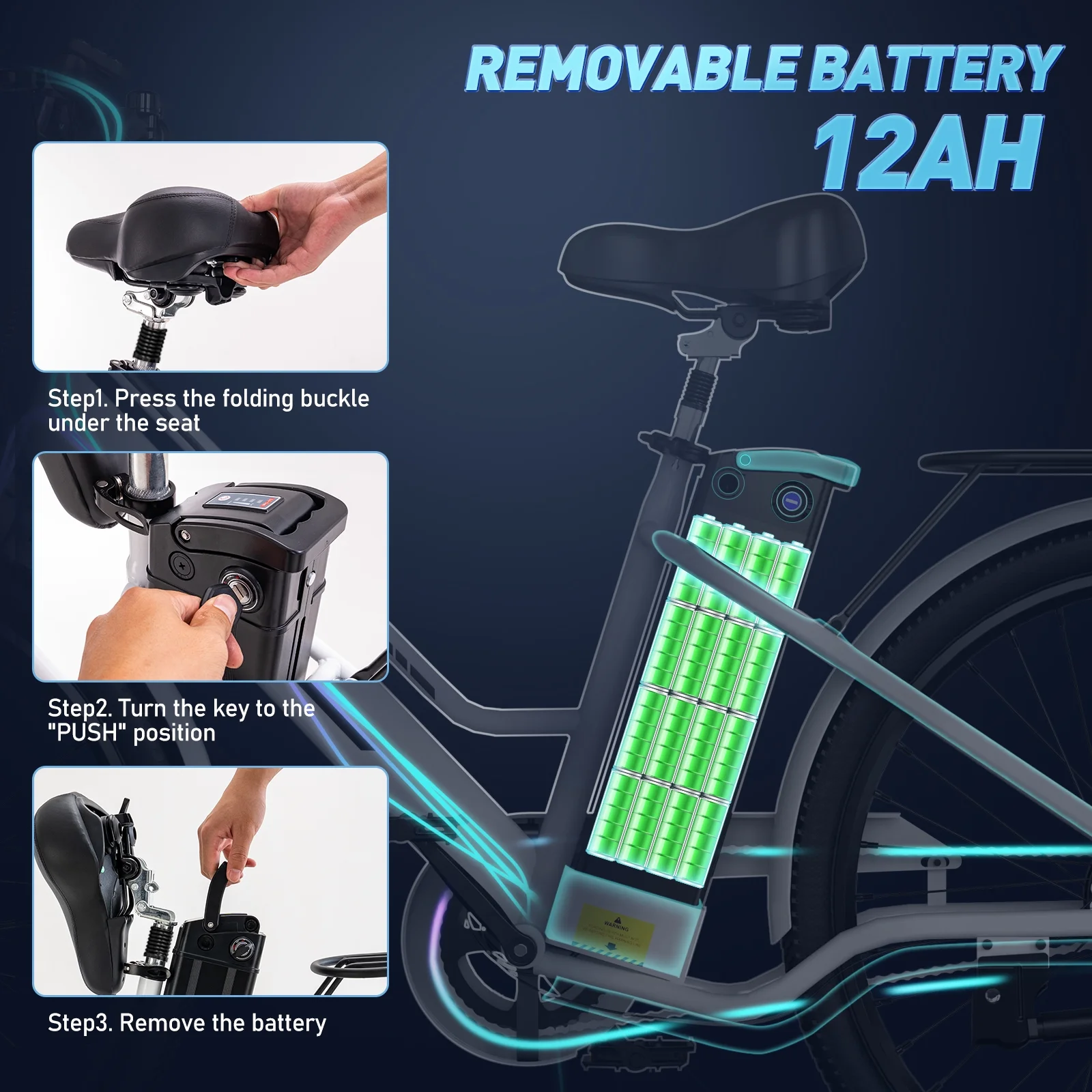 COLORWAY 26in Electric Bike, 500W, 36V 12Ah